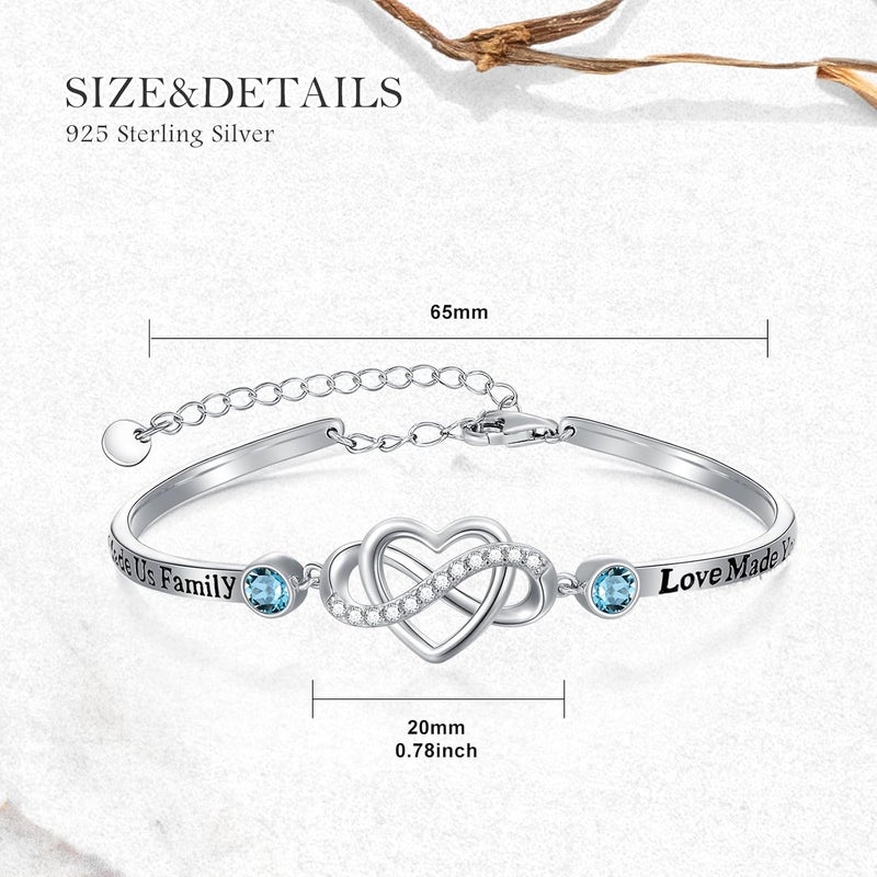AOBOCO 925 Sterling Silver Adjustable Infinity Heart Bangle Bracelet for Sister Best Friend Daughter Mom Grandma Granddaughter Daughter in Law Godmother Goddaughter Stepmom Stepdaughter - Image 4